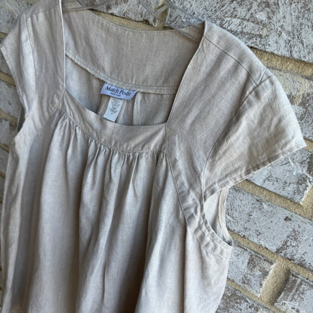 Match Point 100% Linen Sleeveless Square Neck Blouse Women's Size M. - Picture 5 of 7